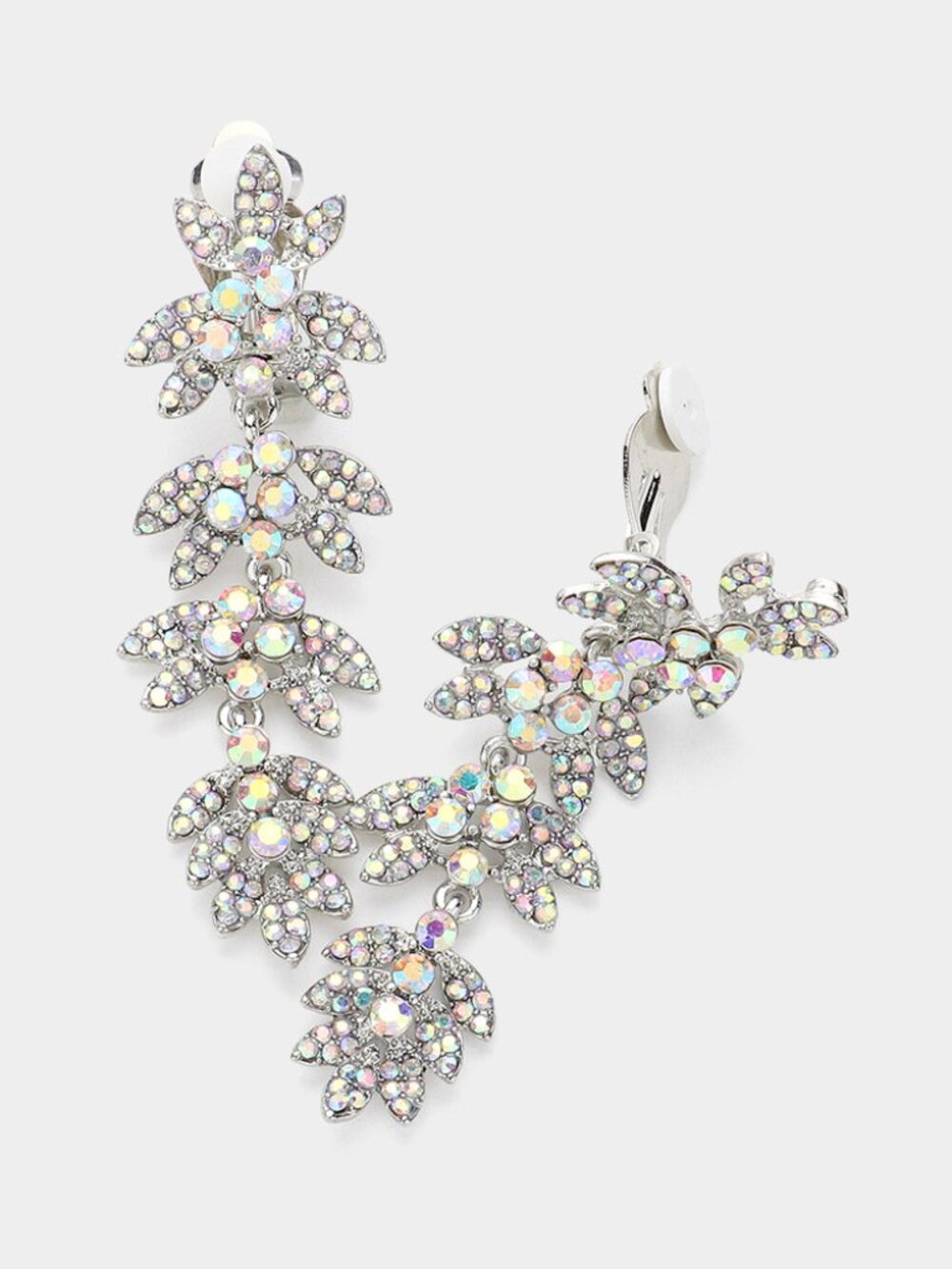 Clip on AB/silver Pageant Prom Homecoming Earrings